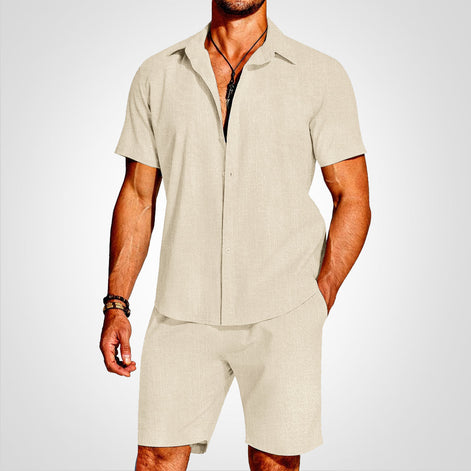 Lunero Herren 2-teiliges Set mit Hemd und Shorts