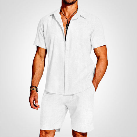 Lunero Herren 2-teiliges Set mit Hemd und Shorts