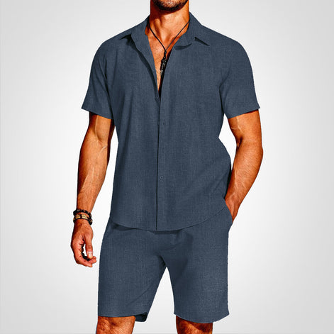 Lunero Herren 2-teiliges Set mit Hemd und Shorts