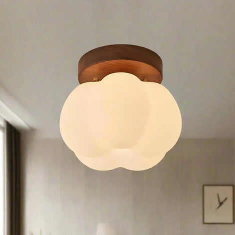 Lunora Deckenleuchte aus Glas und Holz