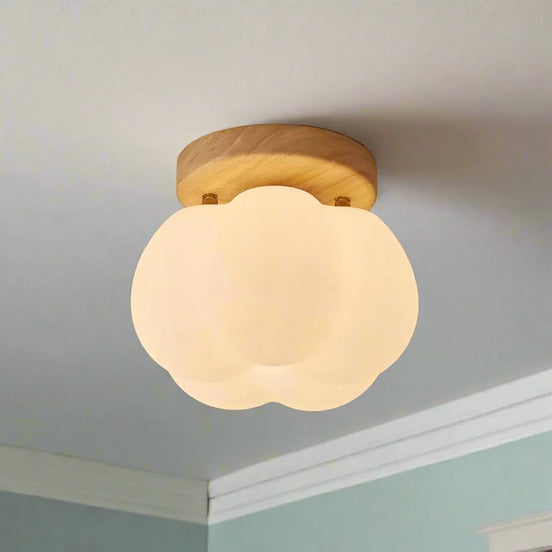 Lunora Deckenleuchte aus Glas und Holz