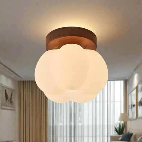Lunora Deckenleuchte aus Glas und Holz