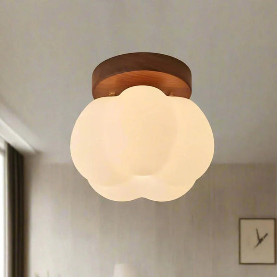 Lunora Deckenleuchte aus Glas und Holz