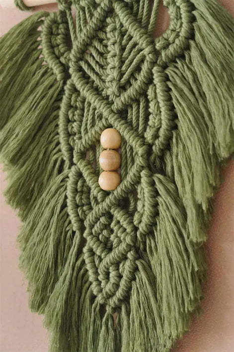 Makramee-Wandteppich mit Blattmotiv aus Baumwolle