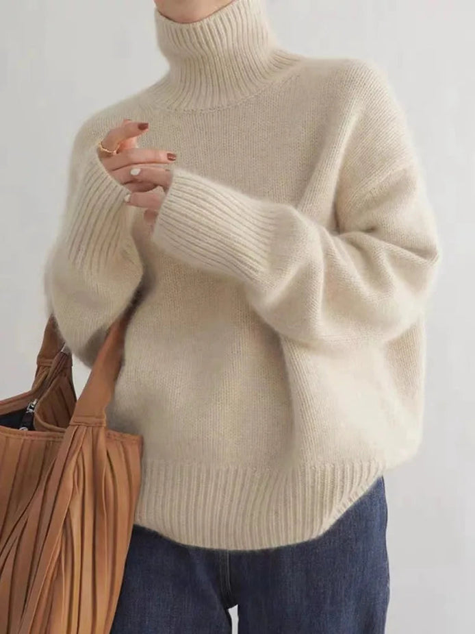 Morvella Rollkragenpullover mit langen Ärmeln und lockerer Passform für Alltag und Freizeit