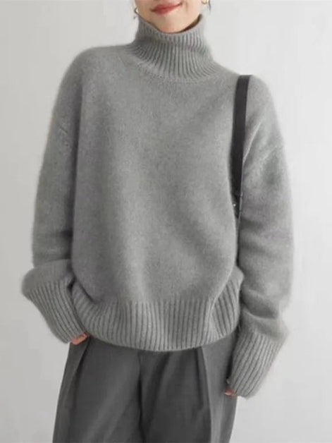 Morvella Rollkragenpullover mit langen Ärmeln und lockerer Passform für Alltag und Freizeit
