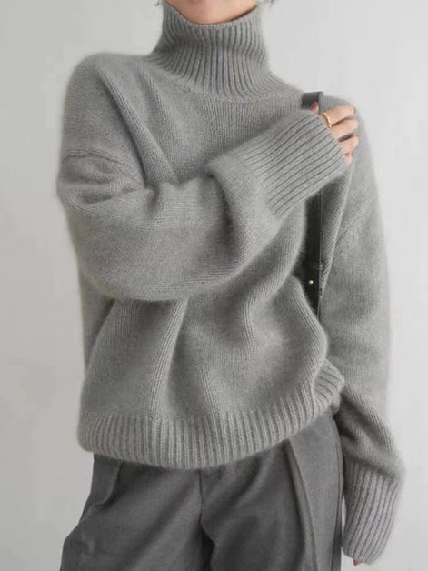 Morvella Rollkragenpullover mit langen Ärmeln und lockerer Passform für Alltag und Freizeit