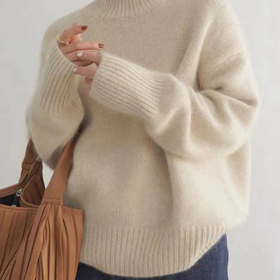 Morvella Rollkragenpullover mit langen Ärmeln und lockerer Passform für Alltag und Freizeit