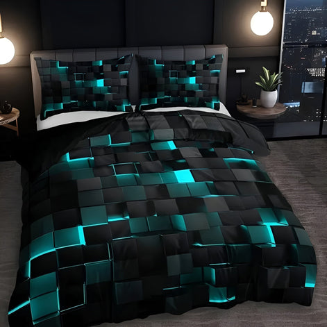 NeonGrid Bettbezug-Set mit geometrischem Muster