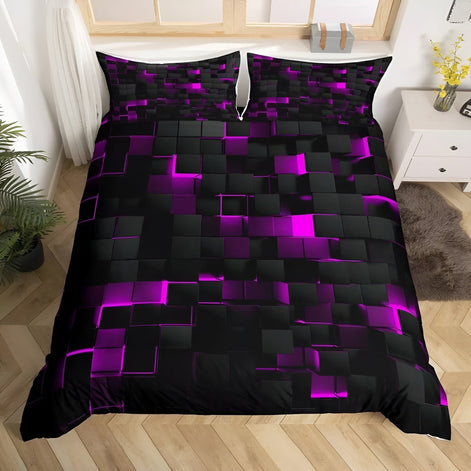 NeonGrid Bettbezug-Set mit geometrischem Muster