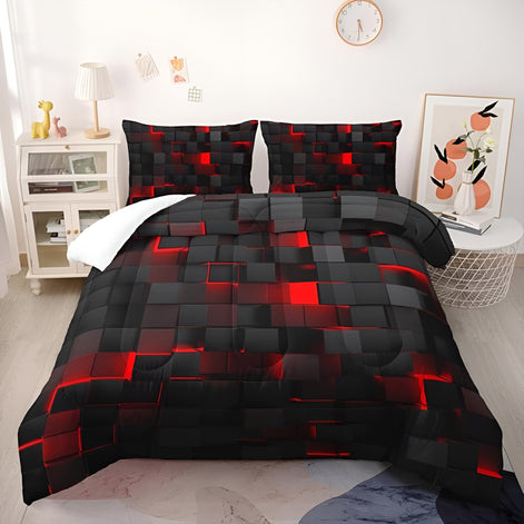 NeonGrid Bettbezug-Set mit geometrischem Muster
