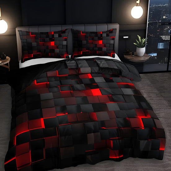 NeonGrid Bettbezug-Set mit geometrischem Muster