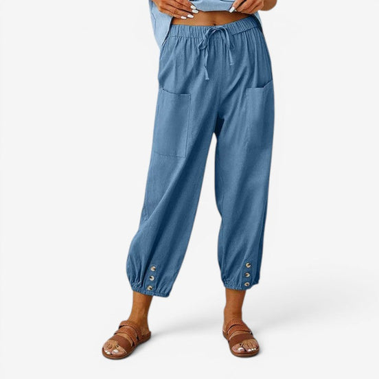 Norvella Damen Hose mit hoher Taille und Kordelzug