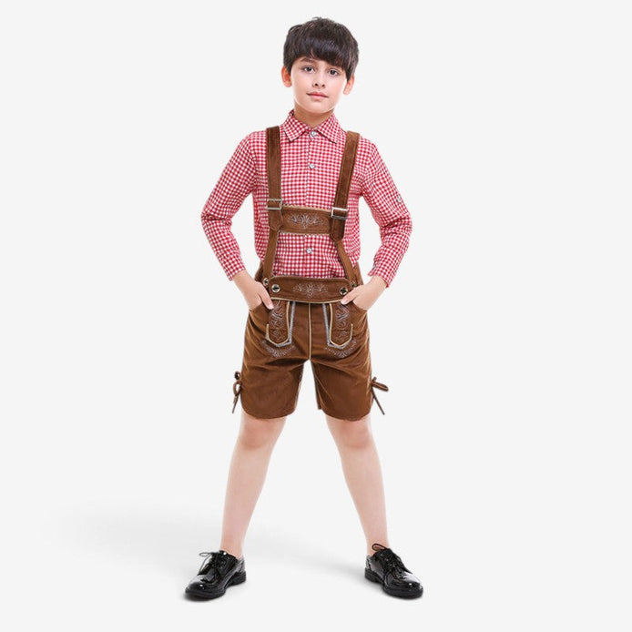 Kinder Trachten-Lederhose mit Trägern für Oktoberfest – Falko