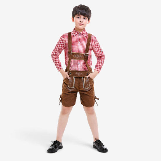 Kinder Trachten-Lederhose mit Trägern für Oktoberfest – Falko