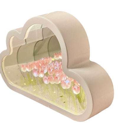 Florina LED-Tischlampe mit Spiegeleffekt und Tulpenmotiv
