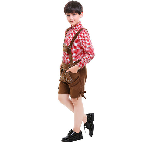 Kinder Trachten-Lederhose mit Trägern für Oktoberfest – Falko