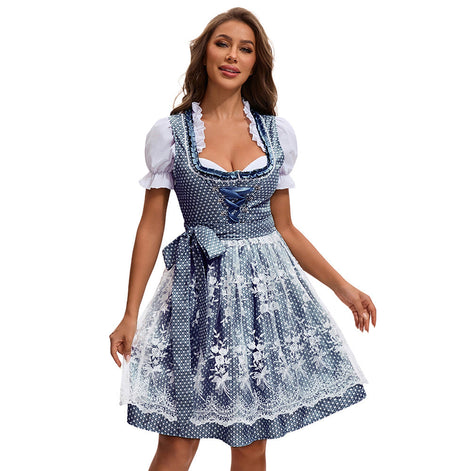 Damen Oktoberfest Dirndl mit Spitze und Rüschendetails – Marlene