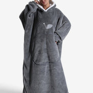 Oversized Hoodie-Decke mit Kapuze, langen Ärmeln und Fronttasche – Velmora