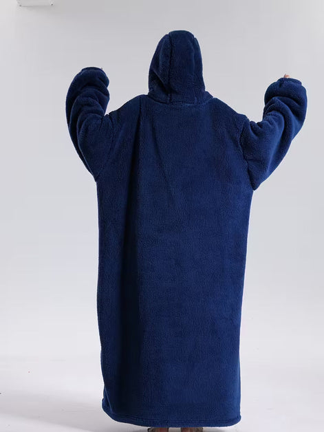 Oversized Hoodie-Decke mit Kapuze, langen Ärmeln und Fronttasche – Velmora