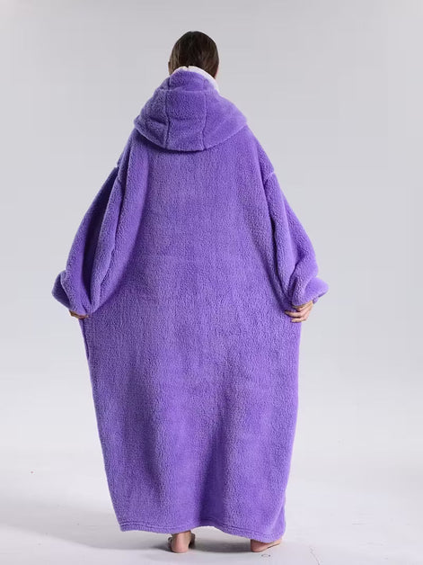 Oversized Hoodie-Decke mit Kapuze, langen Ärmeln und Fronttasche – Velmora