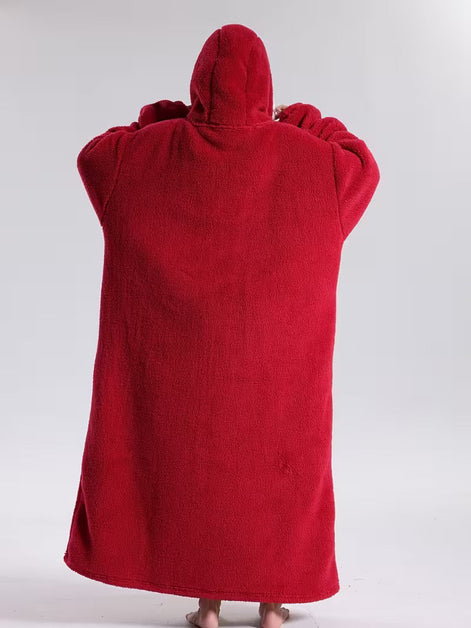 Oversized Hoodie-Decke mit Kapuze, langen Ärmeln und Fronttasche – Velmora
