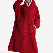 Oversized Hoodie-Decke mit Kapuze, langen Ärmeln und Fronttasche – Velmora