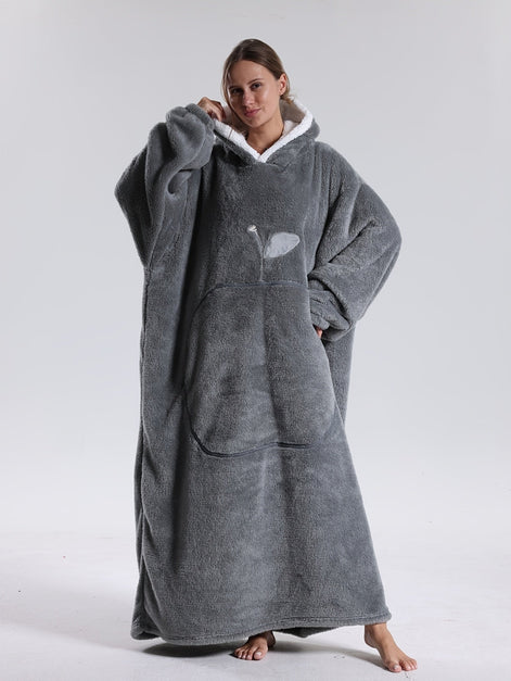 Oversized Hoodie-Decke mit Kapuze, langen Ärmeln und Fronttasche – Velmora