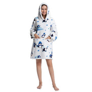Oversized Hoodie-Decke mit Pinguinmotiv und Sherpa-Fleece – Pinguoria