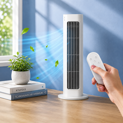Bladloser Turmventilator mit Fernbedienung und einstellbaren Luftstufen – AeroTower Pro