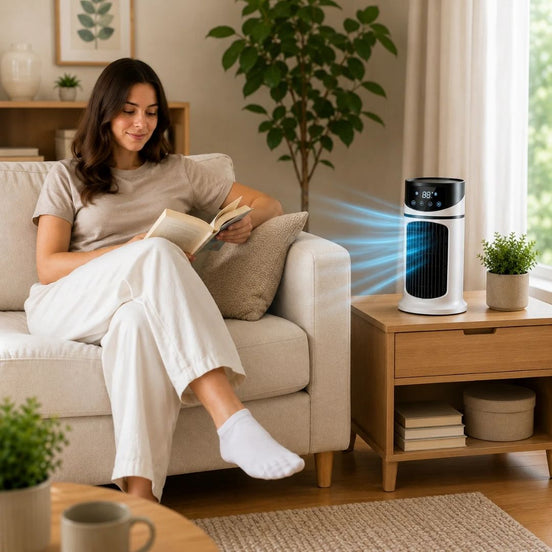 Tragbarer USB Luftkühler mit LED-Display und Fernbedienung – CoolBreeze