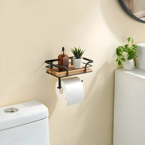Praktisches Wandregal mit Papierhalter für das Badezimmer