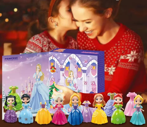 Prinzessinnen Adventskalender mit 24 Türchen und wechselbarer Puppenkleidung – Prinzavella