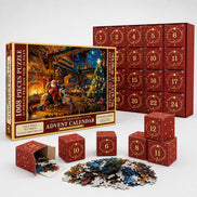 Puzzle Adventskalender mit Weihnachtsmotiv und Referenzposter – Puzzavella