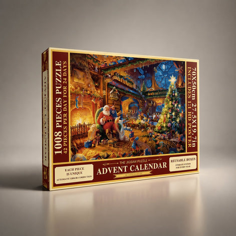 Puzzle Adventskalender mit Weihnachtsmotiv und Referenzposter – Puzzavella