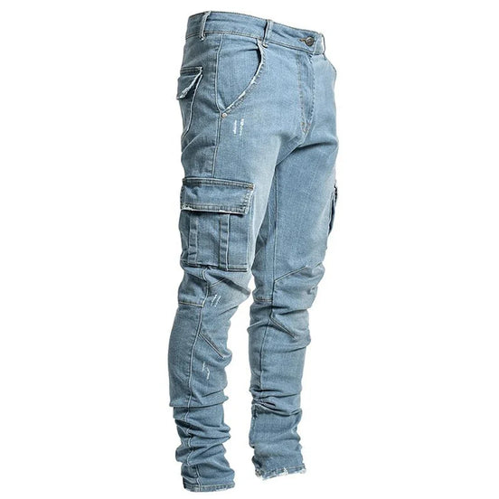 Herren Cargo Jeans mit Seitentaschen und Slim Fit – Denimvaro
