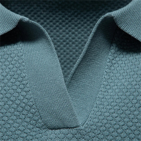 Calviro Polo Herren kurzarm Polyester Viskose Kragen mit Knopfleiste einfarbig