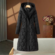 Lange Damen Winterparka mit Kapuze, Reißverschluss und Taschen – Valessa