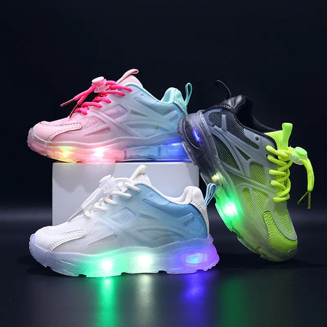 Kinder LED Sneakers Unisex mit Klettverschluss und rutschhemmender Sohle