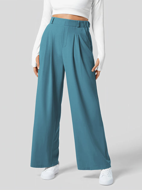Velmoria Damen Karohose mit weitem Bein und hoher Taille
