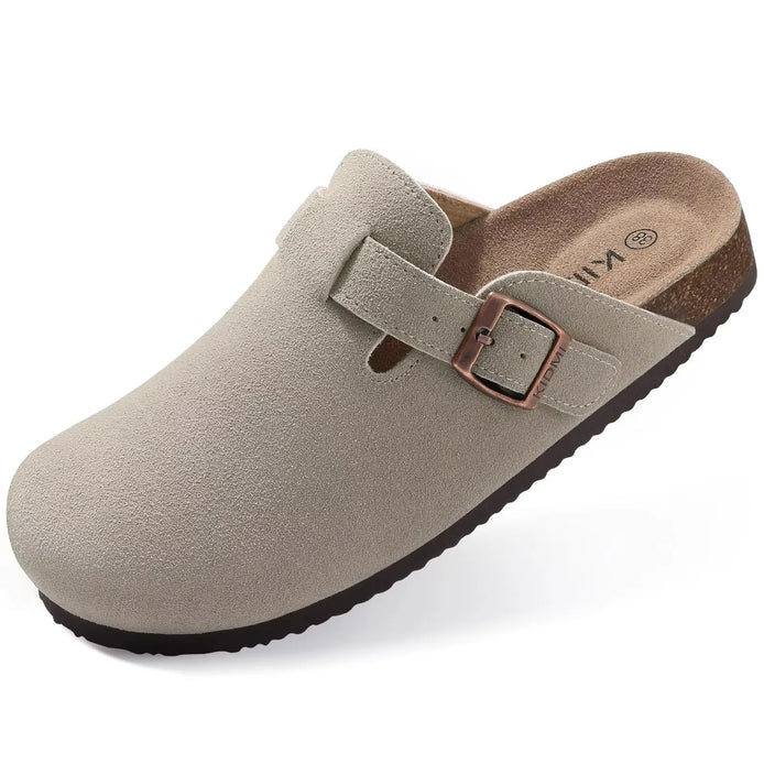 Marivelle Unisex Clogs aus Veloursleder mit Korkfußbett