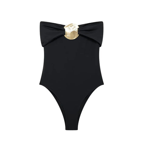 Schulterfreier Damen-Body mit Schleifendetail – Veloura