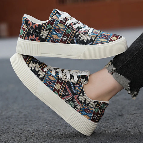 Aurevix Herren Canvas Sneaker mit Schnürung und rutschfester Gummisohle