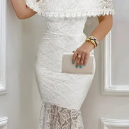 Elmavira Off-Shoulder Spitzenkleid Midi