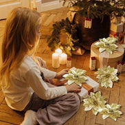 Künstliche Weihnachtsblumen mit Glitzer im 5er-Set – Florenza