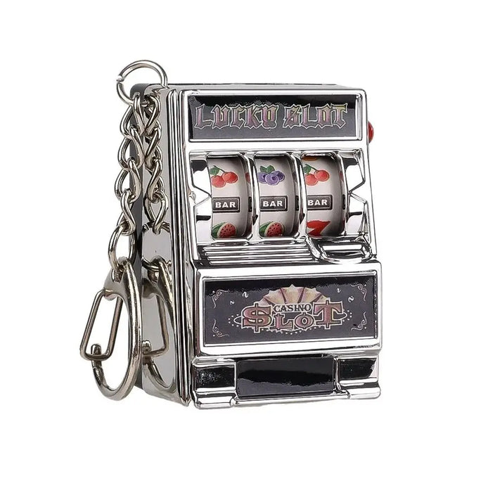Mini-Spielautomaten-Schlüsselanhänger mit Drehmechanismus