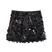 Pailletten Minirock mit hoher Taille für Damen – Luméa