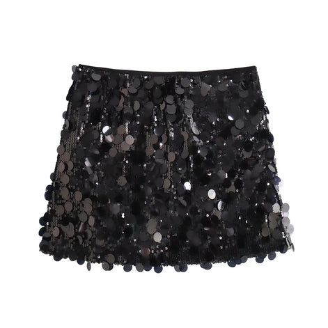 Pailletten Minirock mit hoher Taille für Damen – Luméa