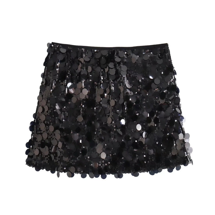 Pailletten Minirock mit hoher Taille für Damen – Luméa