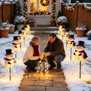 Solar LED Schneemann Gartenstecker mit Lichterkette – Schnevella